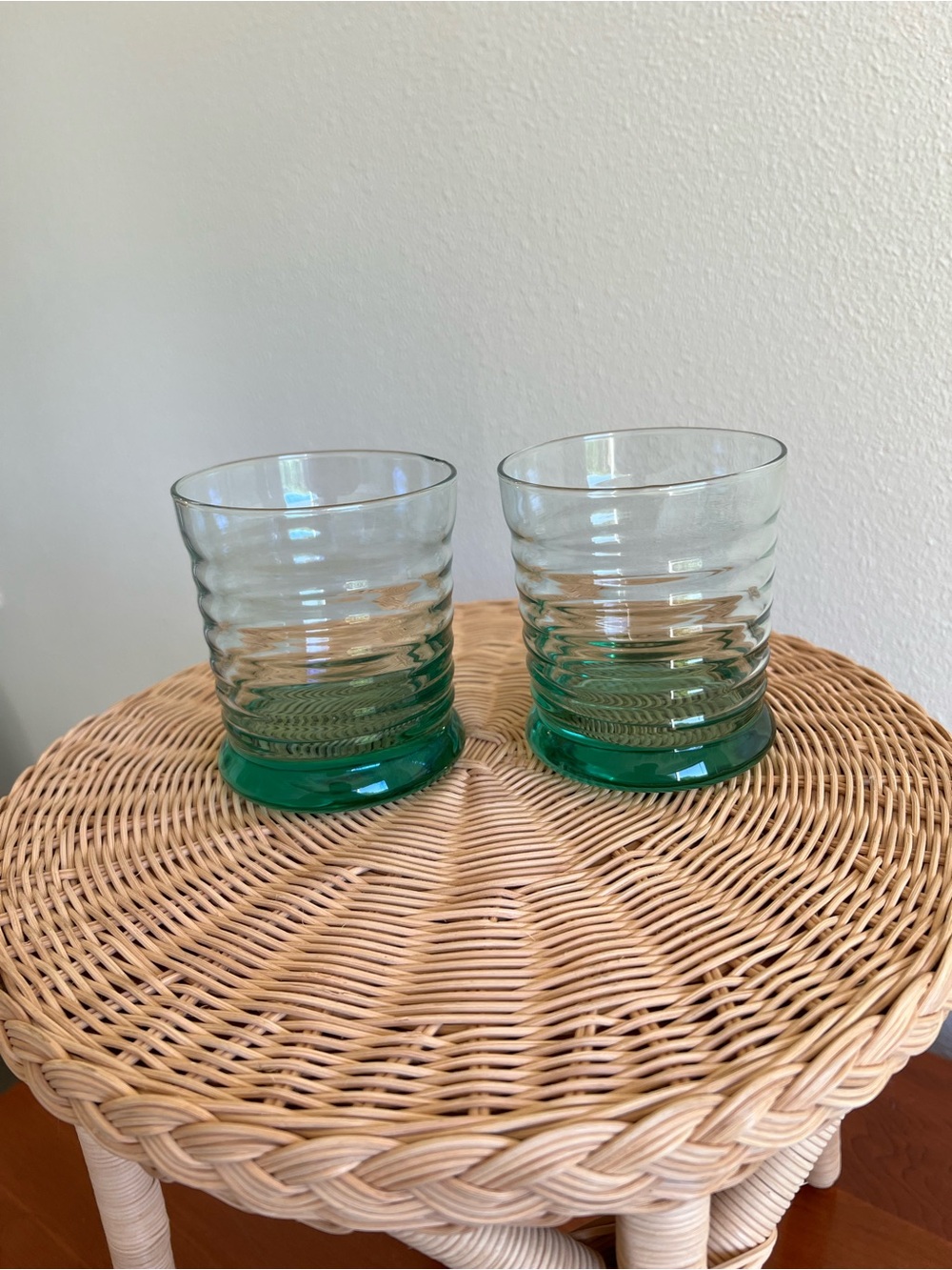 Sirruss Green Ribbed Double Old Fashioned Glass by Libbey
